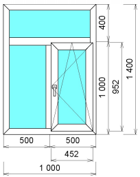 Пластиковое окно двухстворчатое Novotex Termo 1000х1400