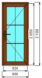 Пластиковая входная дверь 900x2100, цвет коричневый