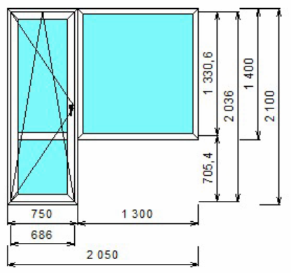 Балконный блок 2050x2100 Rehau Delight Design