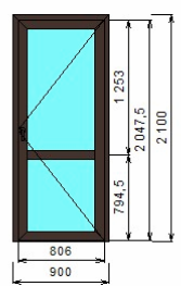 Дверь из алюминиевого профиля коричневая 900x2100 СИАЛ КП45
