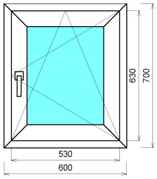 Пластиковое окно одностворчатое Novotex Light 600х700