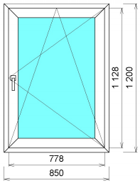 Пластиковое окно одностворчатое Plafen T-line 850х1200
