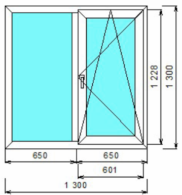 Пластиковое окно двухстворчатое 1300x1300 Plafen T-Line