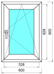 пластиковое окно одностворчатое Plafen T-line 600х900